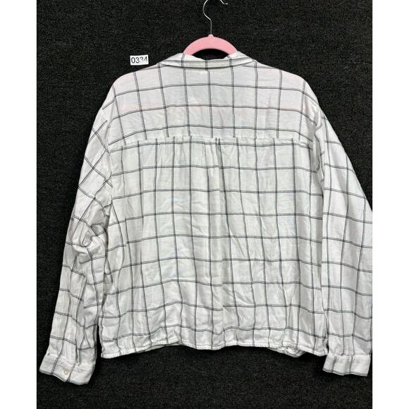 GAP Snap Button Shirt Womens Size XXL White Plaid Long Sleeve Relaxed NEW - Picture 2 of 9